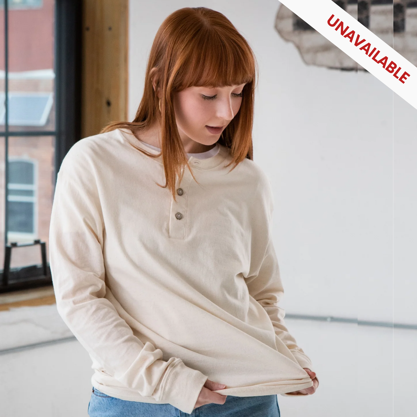 Unisex Long Sleeve Cotton Henley