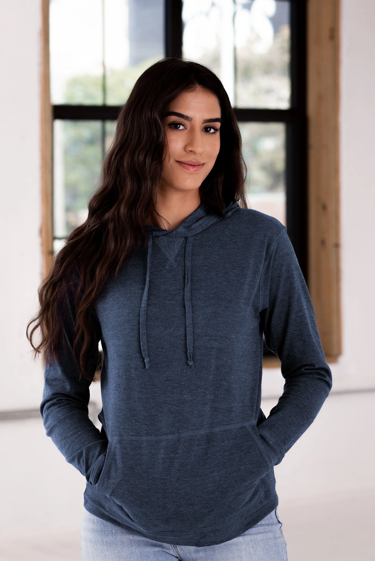 Unisex Hooded Long Sleeve Triblend Tee