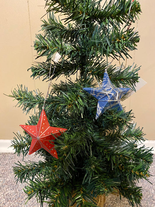 Paper Star Ornament | Red & Blue